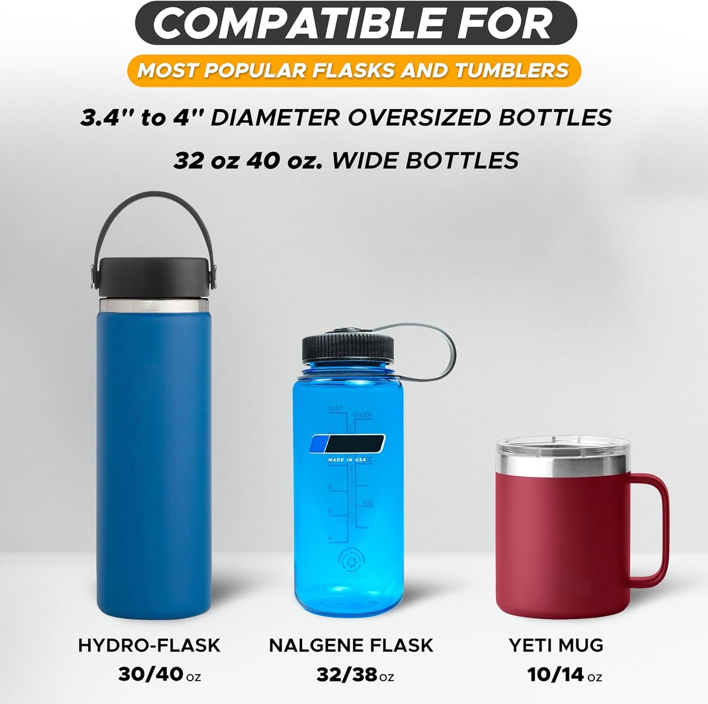 EcoNour Car Cup Holder Expander | Fits 32/40 oz Hydro Flasks, Yeti, Nalgene & Large Bottles up to 3.8" | Universal Cup Adapter for Cars with 3.2" Holders – Black