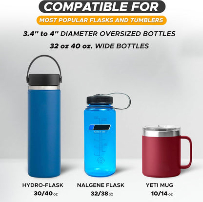 EcoNour Car Cup Holder Expander | Fits 32/40 oz Hydro Flasks, Yeti, Nalgene & Large Bottles up to 3.8" | Universal Cup Adapter for Cars with 3.2" Holders – Black