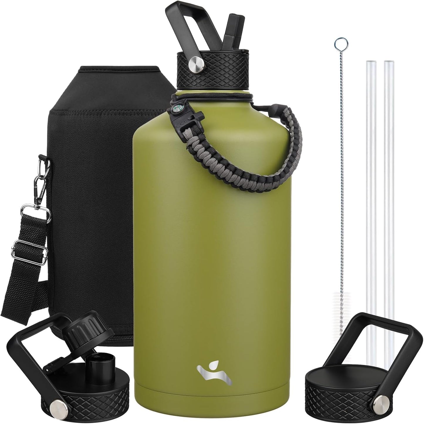 Konokyo 22oz Stainless Steel Bottles with 3 Lids Sport Insulated Water Bottle,Mint