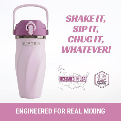 Earth Stone - 24oz Insulated Protein Shaker Bottle - Medical-Grade 316 Stainless Steel - Patent-Pending Clump-Free Design - Odor Proof & Leak-Proof Metal Blender Cup