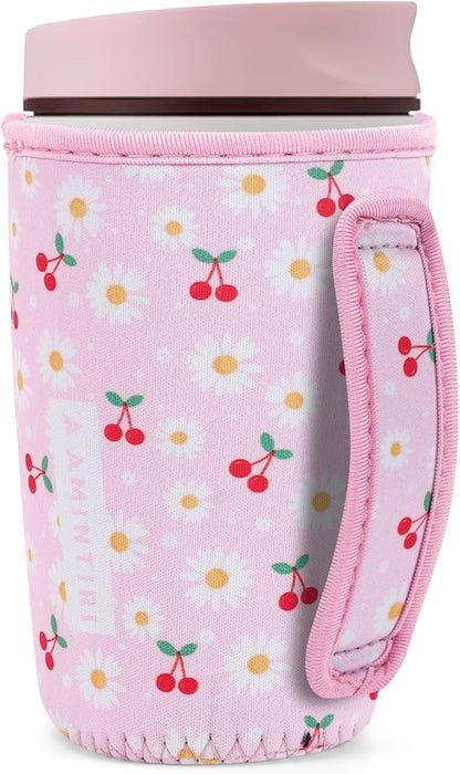 Cute Sleeve for Owala Coffee Tumbler, Neoprene Cover with Handle for Owala SmoothSip Slider, Scratch Resistant Coffee Mug Sleeve for Women to Office, Workout, Coffee Break. (Coffee Break)