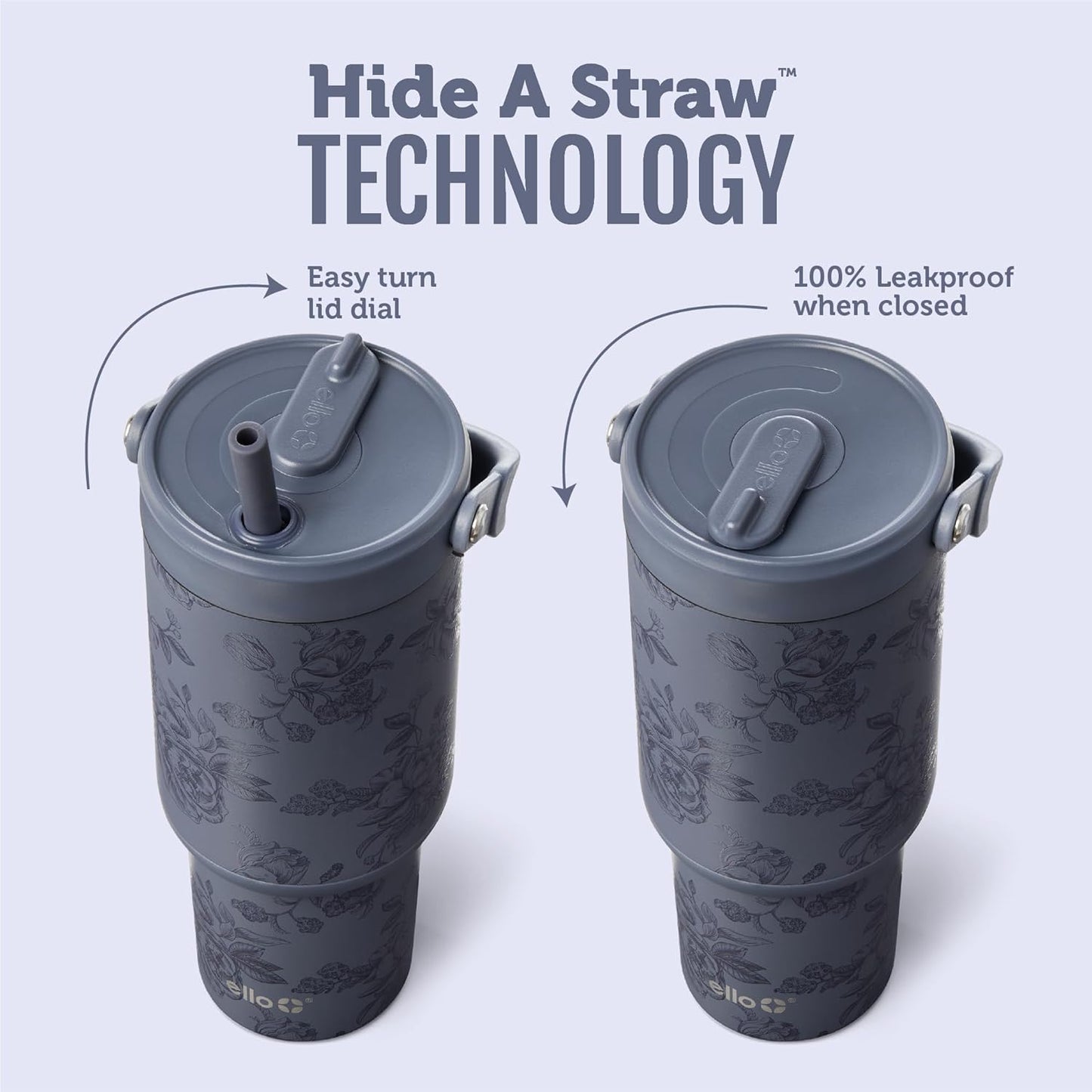 Ello Oasis Go+ 26oz Tumbler with Top Handle and Retracting Straw | Reusable Insulated Stainless Steel Cup, 100% Leakproof Water Bottle, 24 Hours Cold, Cup Holder Friendly For Travel | Wild Rasberry