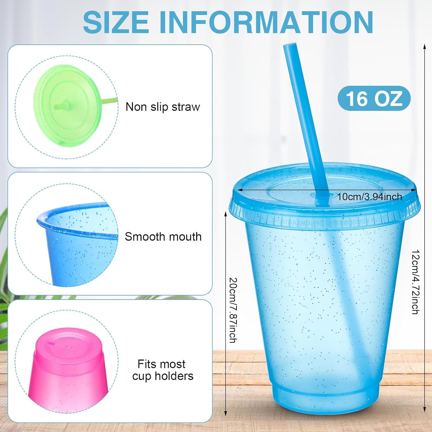 Sieral 30 Pack Cups with Lids and Straws Kids Tumbler with Straw Reusable Water Bottle Iced Coffee Travel Mug Adults Plastic Cups for Parties 16 oz (Candy Colors)