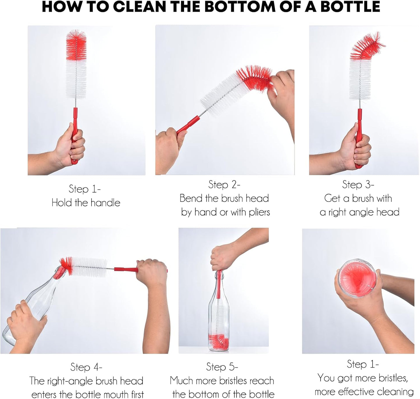 ALINK 17 inch Extra Long Bottle Cleaning Brush Cleaner for Washing Narrow Neck Beer/Wine/Thermos, Brewing Bottles, Hummingbird Feeder