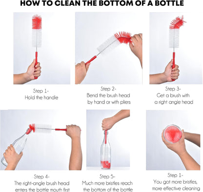 ALINK 17 inch Extra Long Bottle Cleaning Brush Cleaner for Washing Narrow Neck Beer/Wine/Thermos, Brewing Bottles, Hummingbird Feeder