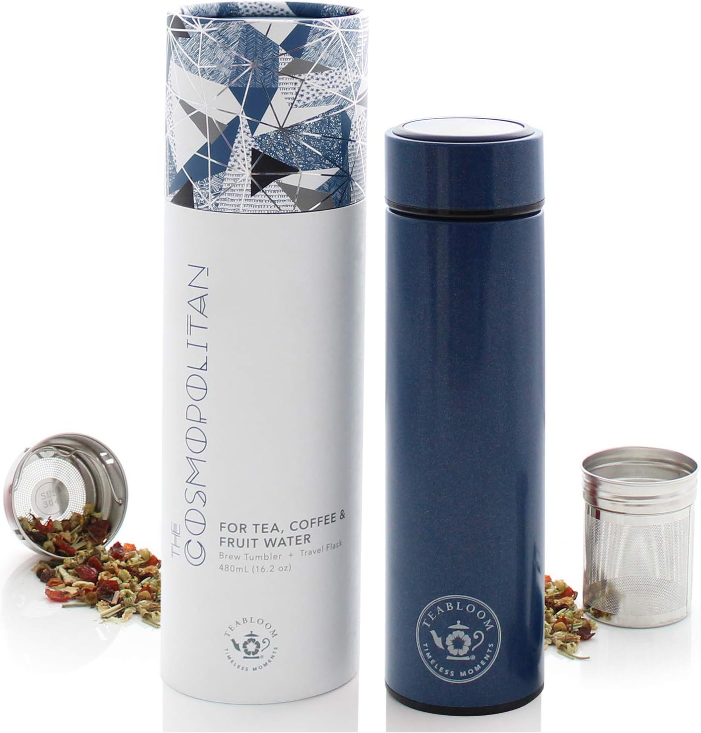 Teabloom - The ORIGINAL All-Brew Travel Tumbler & Thermos | OPRAH’s Favorite | 16oz/480ml Stainless Steel Insulated Water Bottle/Tea Flask/Cold Brew Coffee Mug
