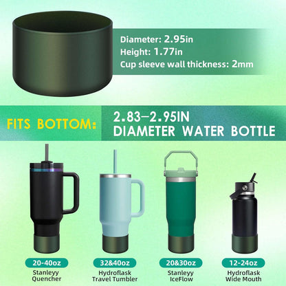 Chameleon Silicone Water Bottle Boot, Compatible with Stanley & Hydro Flask Tumbler 2.8-2.95in Bottom Anti-Slip Protector Rubber Sleeve