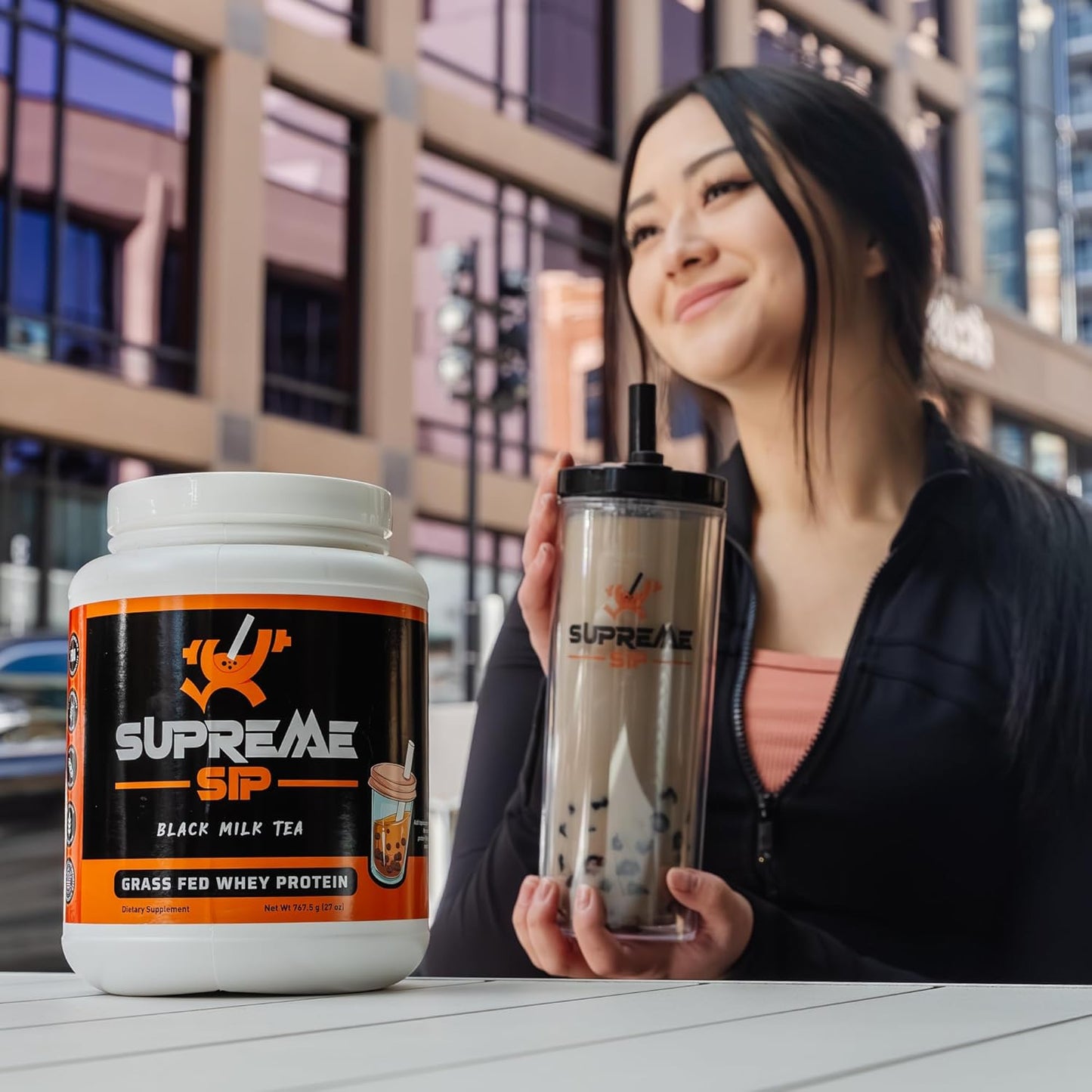 Boba Tea Protein Tumbler, 20 Oz, BPA-Free Plastic, Double Wall Insulated, Leak Proof, Straw Cup