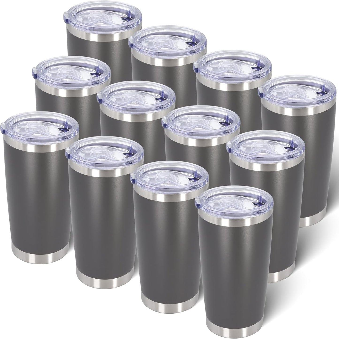 AIANJI 20oz Tumbler Bulk Stainless Steel Tumblers with Lid Vacuum Insulated Double Wall Travel Coffee Mug Powder Coated Tumbler Cup for Hot and Cold Drinks(Stainless Steel, 1 pack)