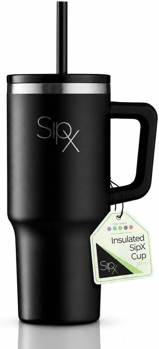 ™ 30 oz Insulated Tumbler with Handle & Straw – Vacuum Insulated Stainless Steel, Leakproof, Cupholder Friendly – Perfect for Iced Coffee, Water & Travel – Blue