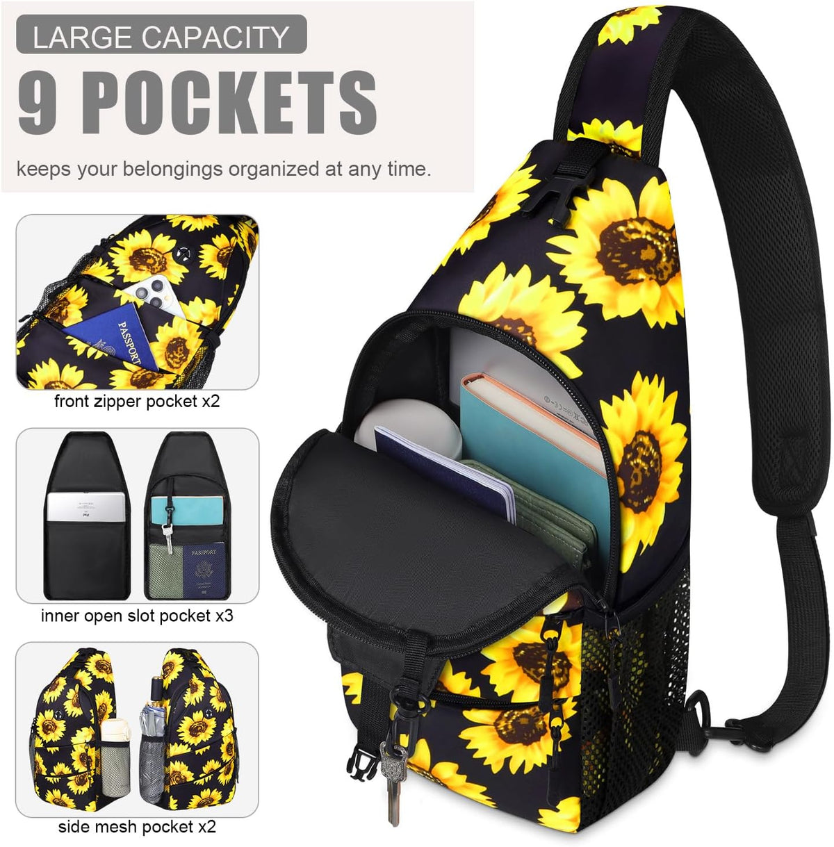 Crossbody Bags for Women Men Trendy Sling Bag Backpack Casual Chest Bag with Convertible Shoulder Strap