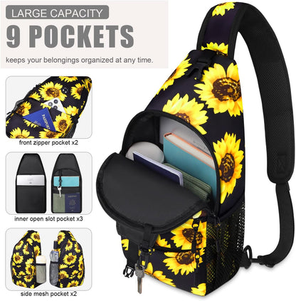 Crossbody Bags for Women Men Trendy Sling Bag Backpack Casual Chest Bag with Convertible Shoulder Strap