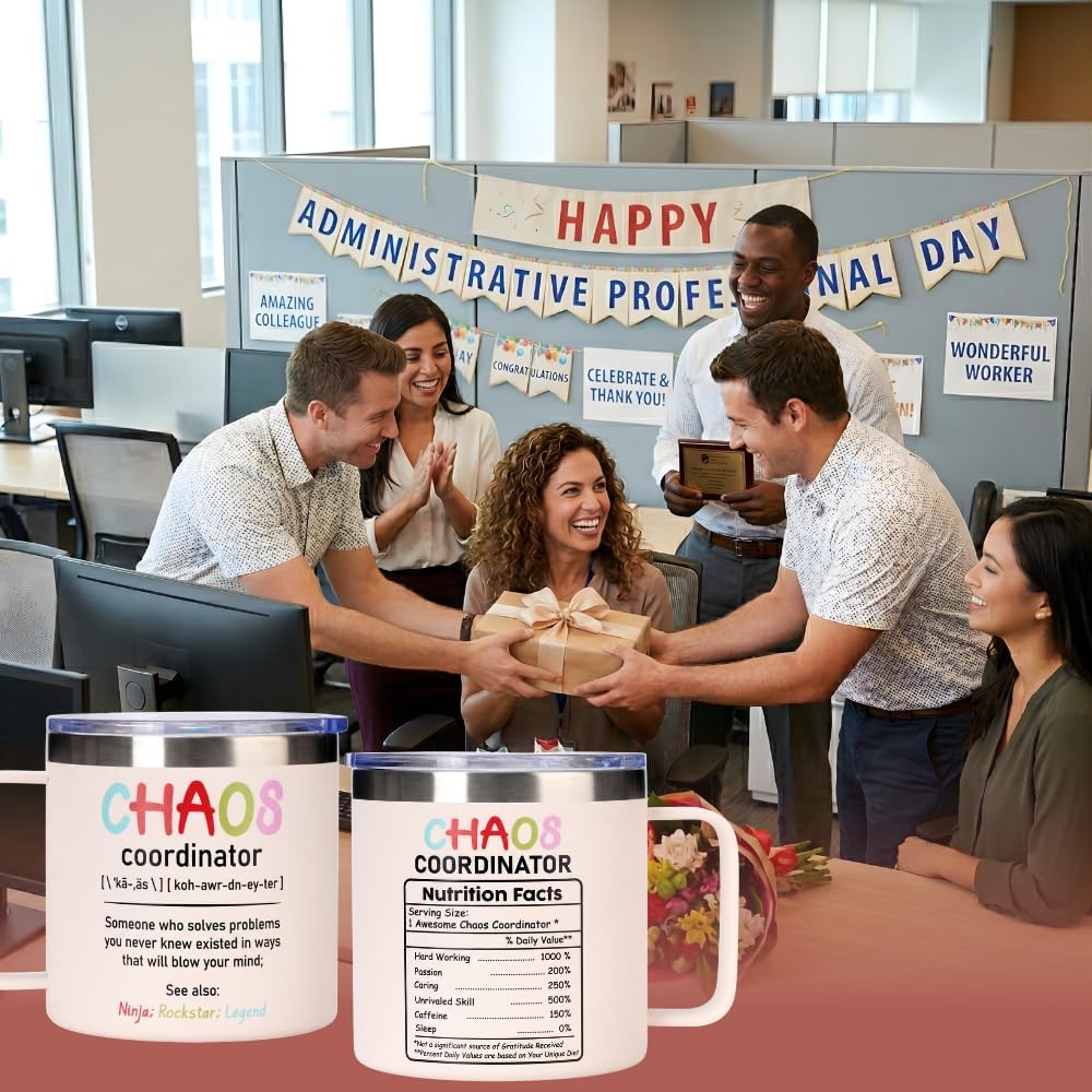 Administrative Professional Day Gifts, 14oz Insulated Coffee Mug with Lid, Administrative Assistant Gifts for Women Men, Thank You Gift For Women, Office Appreciation Stainless Steel Travel Cup