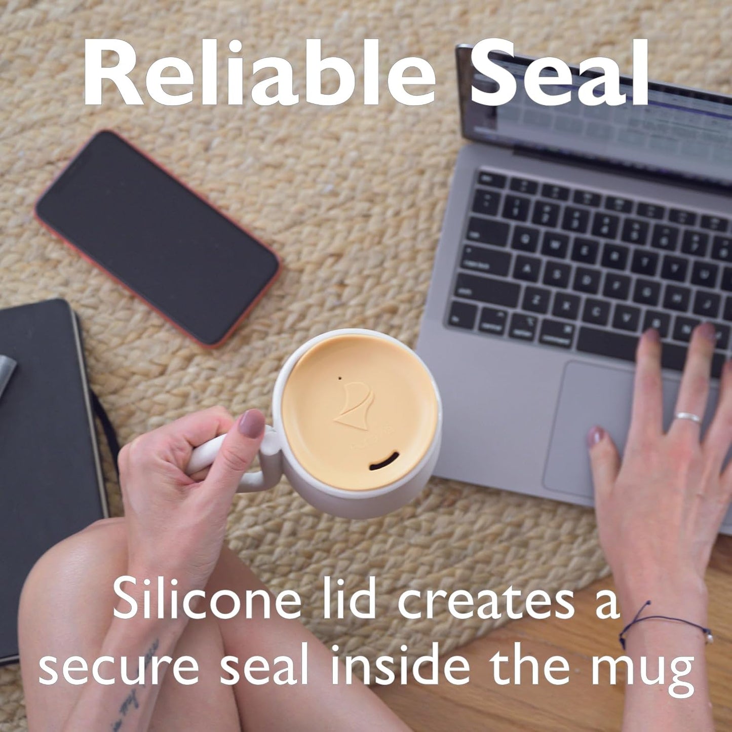 Reusable, Dishwasher-Safe Silicone Lid for Coffee Cups and Mugs | Take Your Favorite Cup/Mug/Tumbler To-Go - This Lid fits drinkware with 3” to 3¼” Inside Diameter - Medium Size, Black