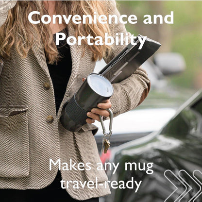 Reusable, Dishwasher-Safe Silicone Lid for Coffee Cups and Mugs | Take Your Favorite Cup/Mug/Tumbler To-Go - This Lid fits drinkware with 3” to 3¼” Inside Diameter - Medium Size, Black