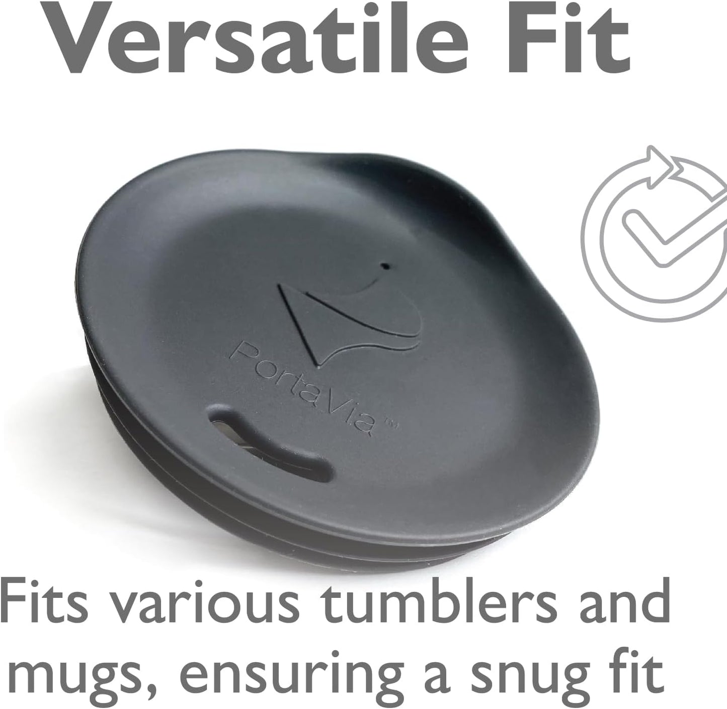 Reusable, Dishwasher-Safe Silicone Lid for Coffee Cups and Mugs | Take Your Favorite Cup/Mug/Tumbler To-Go - This Lid fits drinkware with 3” to 3¼” Inside Diameter - Medium Size, Black
