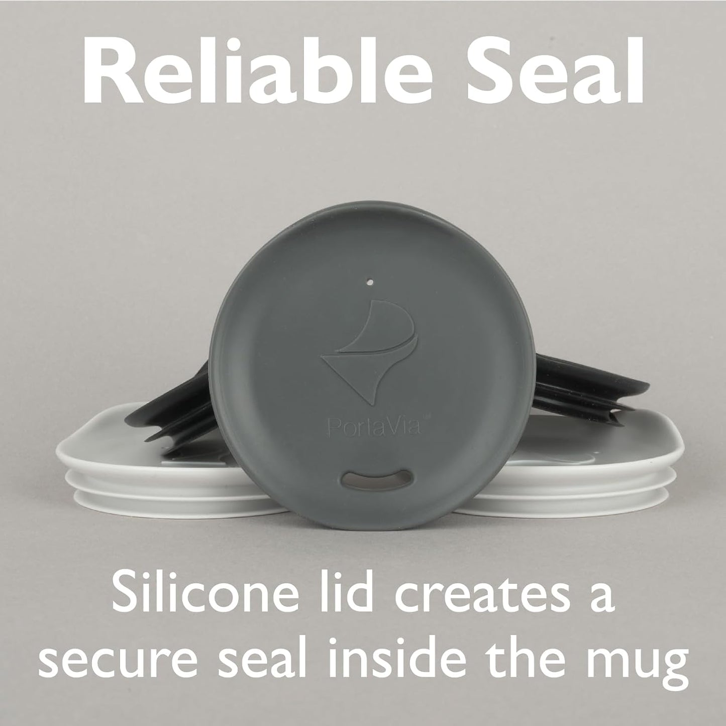Reusable, Dishwasher-Safe Silicone Lid for Coffee Cups and Mugs | Take Your Favorite Cup/Mug/Tumbler To-Go - This Lid fits drinkware with 3” to 3¼” Inside Diameter - Medium Size, Black