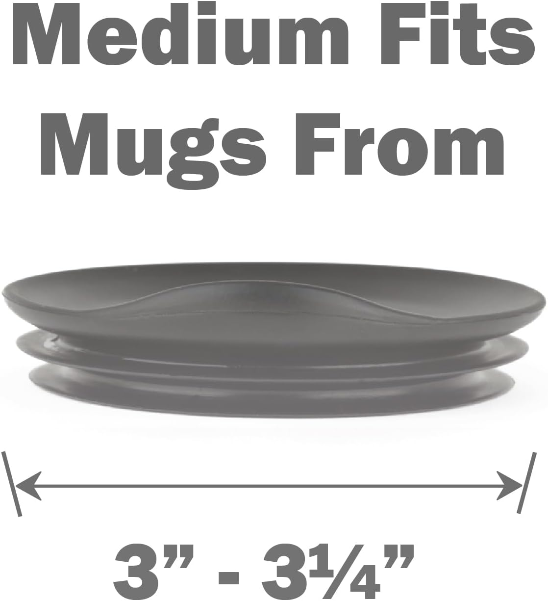 Reusable, Dishwasher-Safe Silicone Lid for Coffee Cups and Mugs | Take Your Favorite Cup/Mug/Tumbler To-Go - This Lid fits drinkware with 3” to 3¼” Inside Diameter - Medium Size, Black