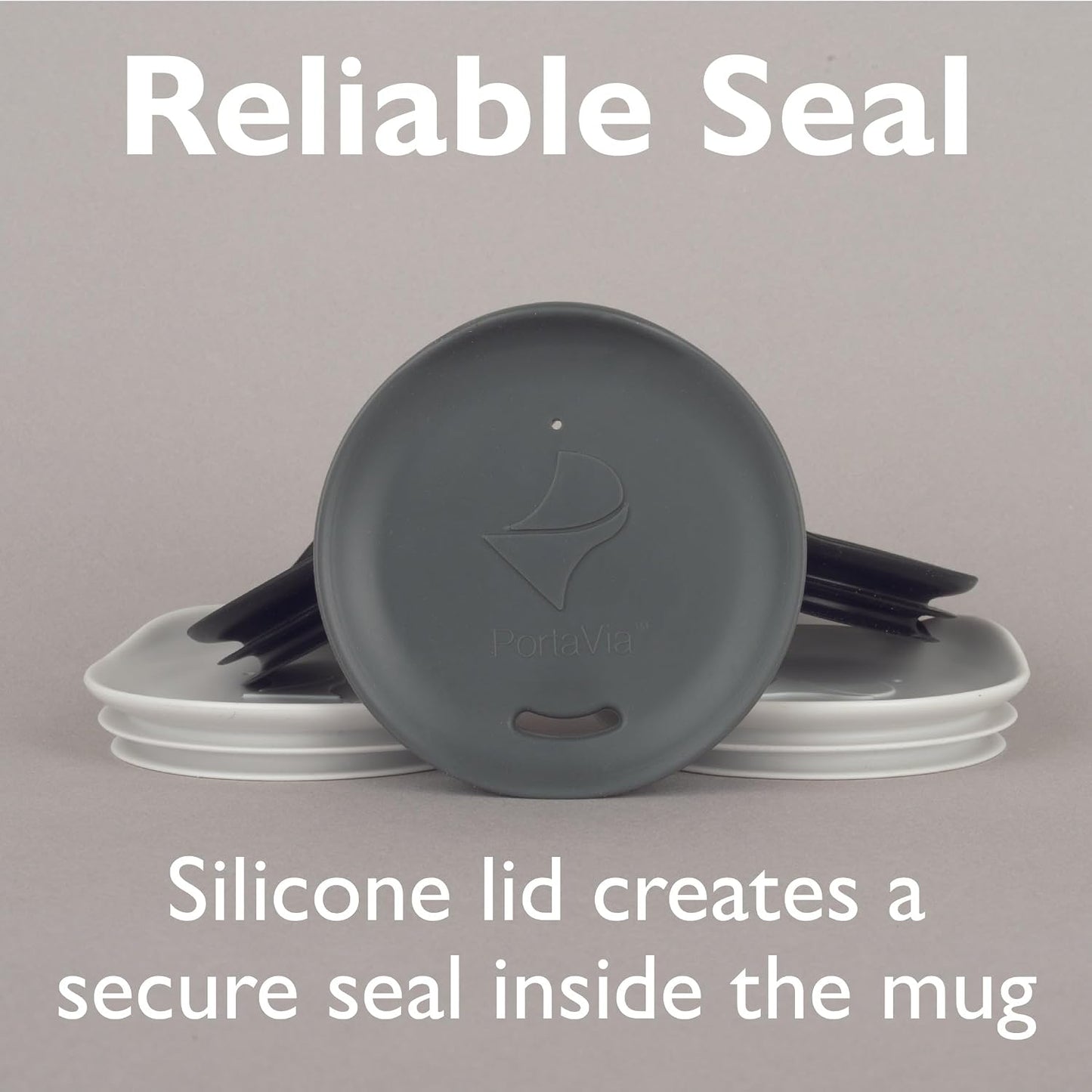 Reusable, Dishwasher-Safe Silicone Lid for Coffee Cups and Mugs | Take Your Favorite Cup/Mug/Tumbler To-Go - This Lid fits drinkware with 3” to 3¼” Inside Diameter - Medium Size, Black