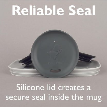 Reusable, Dishwasher-Safe Silicone Lid for Coffee Cups and Mugs | Take Your Favorite Cup/Mug/Tumbler To-Go - This Lid fits drinkware with 3” to 3¼” Inside Diameter - Medium Size, Black