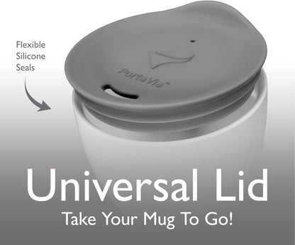 Reusable, Dishwasher-Safe Silicone Lid for Coffee Cups and Mugs | Take Your Favorite Cup/Mug/Tumbler To-Go - This Lid fits drinkware with 3” to 3¼” Inside Diameter - Medium Size, Black
