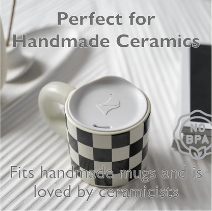 Reusable, Dishwasher-Safe Silicone Lid for Coffee Cups and Mugs | Take Your Favorite Cup/Mug/Tumbler To-Go - This Lid fits drinkware with 3” to 3¼” Inside Diameter - Medium Size, Black