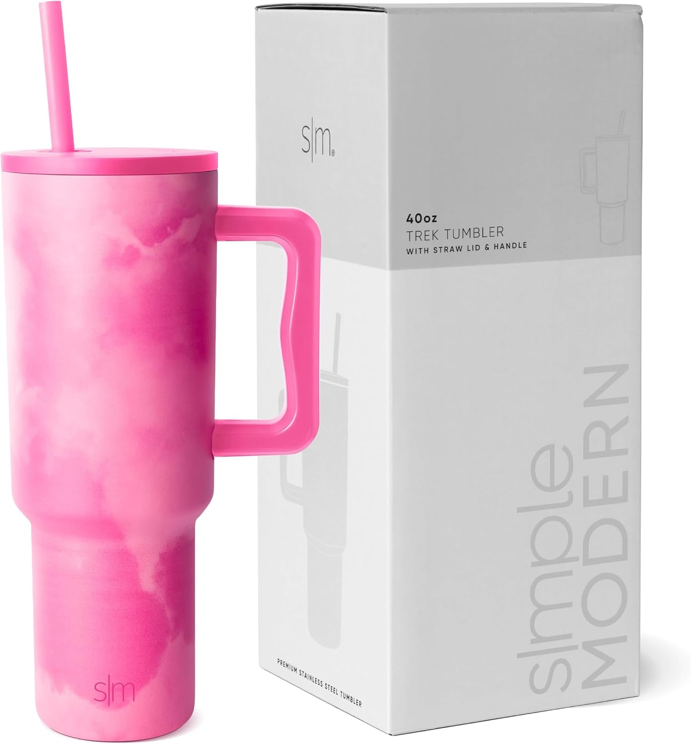 40 oz Trek Tumbler with Handle and Straw Lid | Cup Holder Friendly Insulated Stainless Steel Travel Mug | Slumberland | Trek Tumbler, Travel Mug | Insulated Water Bottle, Cupholder Friendly, Stainless Steel Cup | Slumberland - Colors A