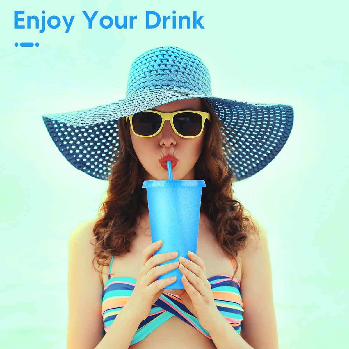 24 Pack Plastic Tumblers with Lids and Straw, Reusable Cups with Lids and Straws Colorful Cups for Cold Drink Iced Coffee, Plastic Tumbler Bulk for Party Birthday Gifts (24 oz, Stylish Colors)