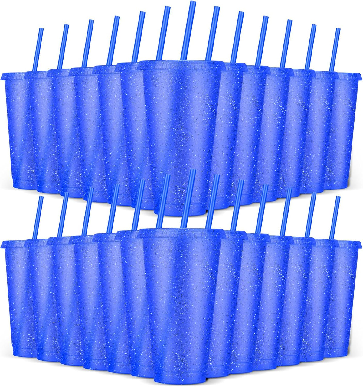 24 Pack Plastic Tumblers with Lids and Straw, Reusable Cups with Lids and Straws Colorful Cups for Cold Drink Iced Coffee, Plastic Tumbler Bulk for Party Birthday Gifts (24 oz, Stylish Colors)