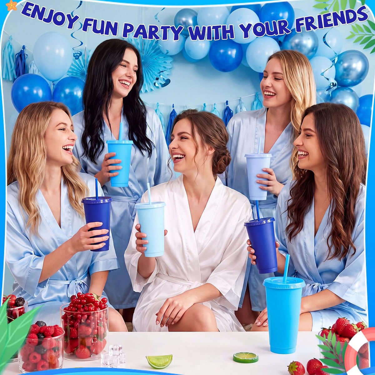 24 Pack Plastic Tumblers with Lids and Straw, Reusable Cups with Lids and Straws Colorful Cups for Cold Drink Iced Coffee, Plastic Tumbler Bulk for Party Birthday Gifts (24 oz, Stylish Colors)