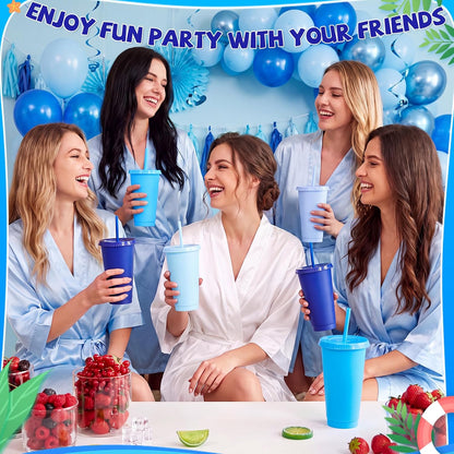 24 Pack Plastic Tumblers with Lids and Straw, Reusable Cups with Lids and Straws Colorful Cups for Cold Drink Iced Coffee, Plastic Tumbler Bulk for Party Birthday Gifts (24 oz, Stylish Colors)