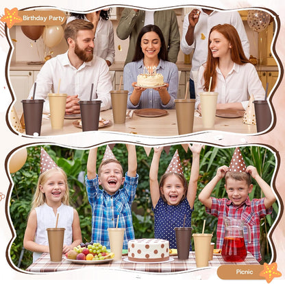 24 Pack Plastic Tumblers with Lids and Straw, Reusable Cups with Lids and Straws Colorful Cups for Cold Drink Iced Coffee, Plastic Tumbler Bulk for Party Birthday Gifts (24 oz, Stylish Colors)