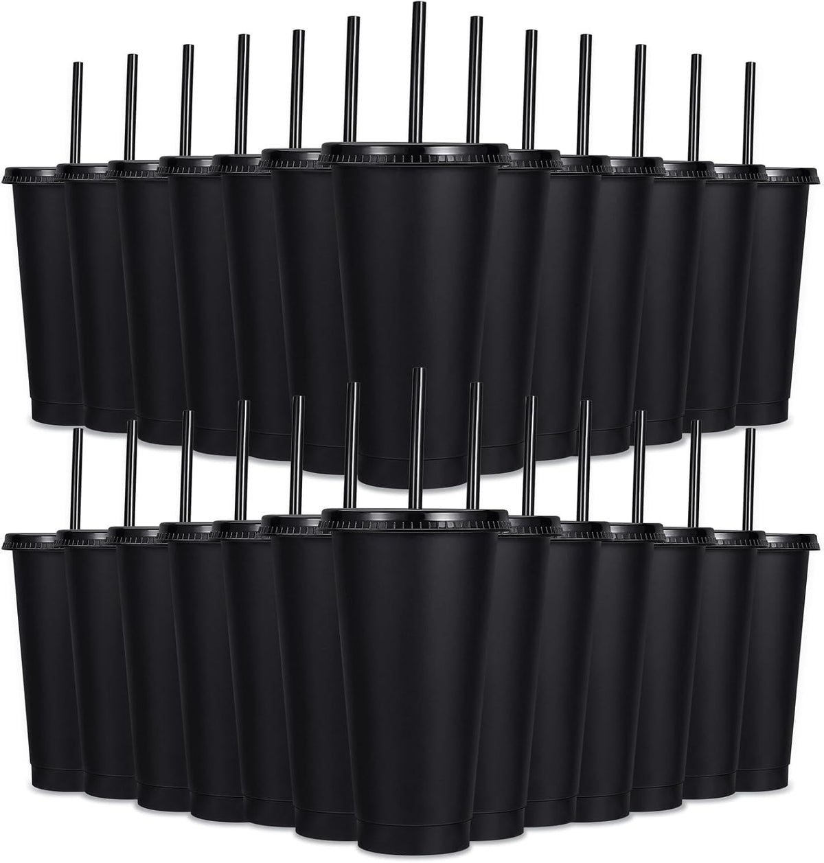 24 Pack Plastic Tumblers with Lids and Straw, Reusable Cups with Lids and Straws Colorful Cups for Cold Drink Iced Coffee, Plastic Tumbler Bulk for Party Birthday Gifts (24 oz, Stylish Colors)