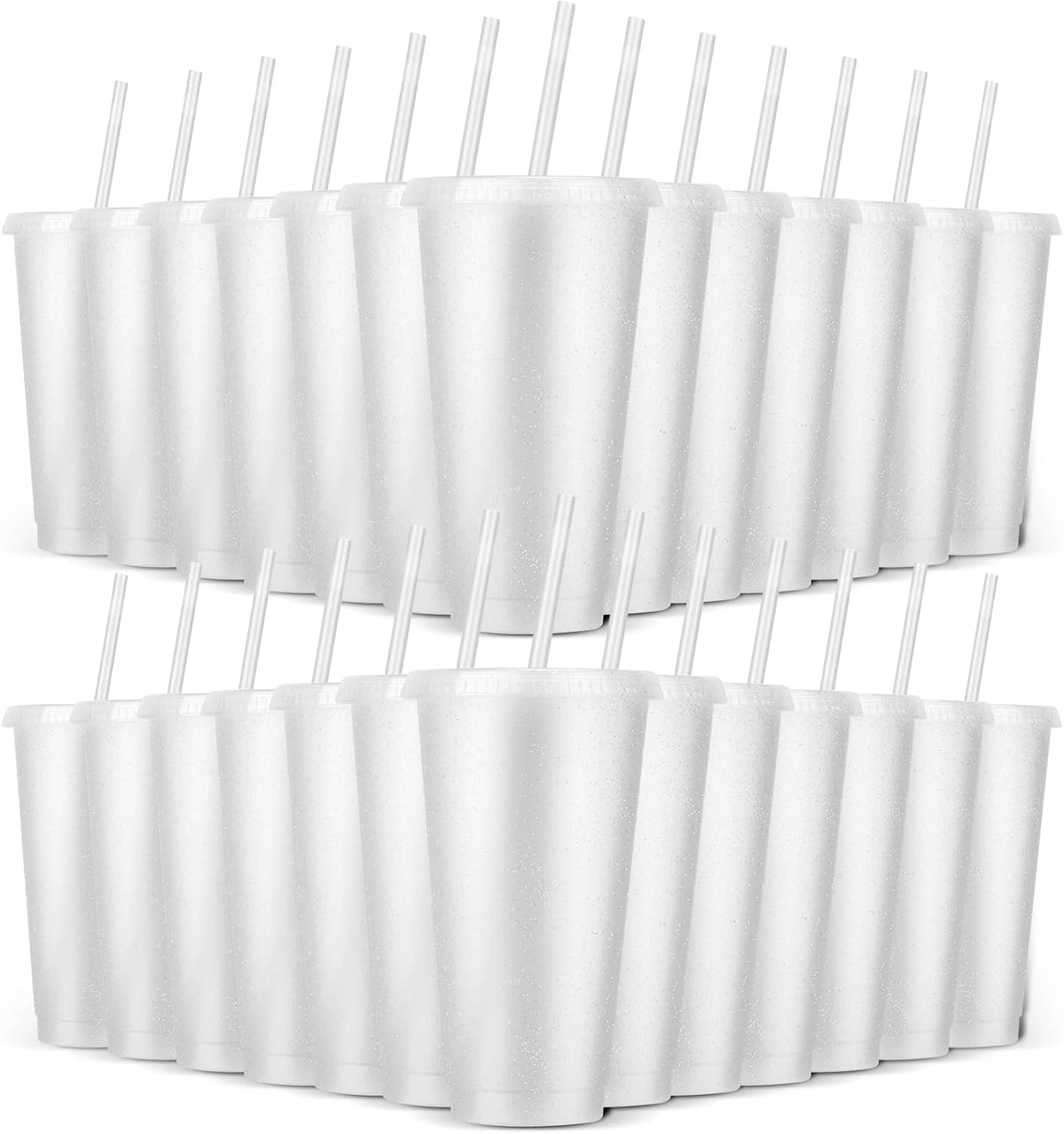 24 Pack Plastic Tumblers with Lids and Straw, Reusable Cups with Lids and Straws Colorful Cups for Cold Drink Iced Coffee, Plastic Tumbler Bulk for Party Birthday Gifts (24 oz, Stylish Colors)