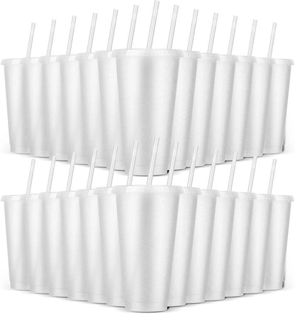 24 Pack Plastic Tumblers with Lids and Straw, Reusable Cups with Lids and Straws Colorful Cups for Cold Drink Iced Coffee, Plastic Tumbler Bulk for Party Birthday Gifts (24 oz, Stylish Colors)