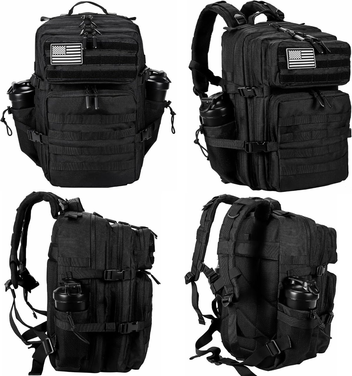 Military Tactical Backpack for Men and Women 45L Army 3 Days Assault Pack Bag Large Rucksack with Molle System Black