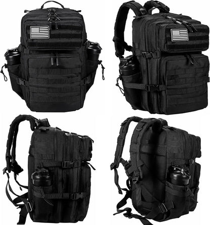 Military Tactical Backpack for Men and Women 45L Army 3 Days Assault Pack Bag Large Rucksack with Molle System Black