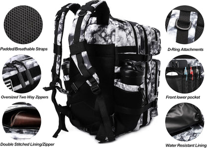 Military Tactical Backpack for Men and Women 45L Army 3 Days Assault Pack Bag Large Rucksack with Molle System Black