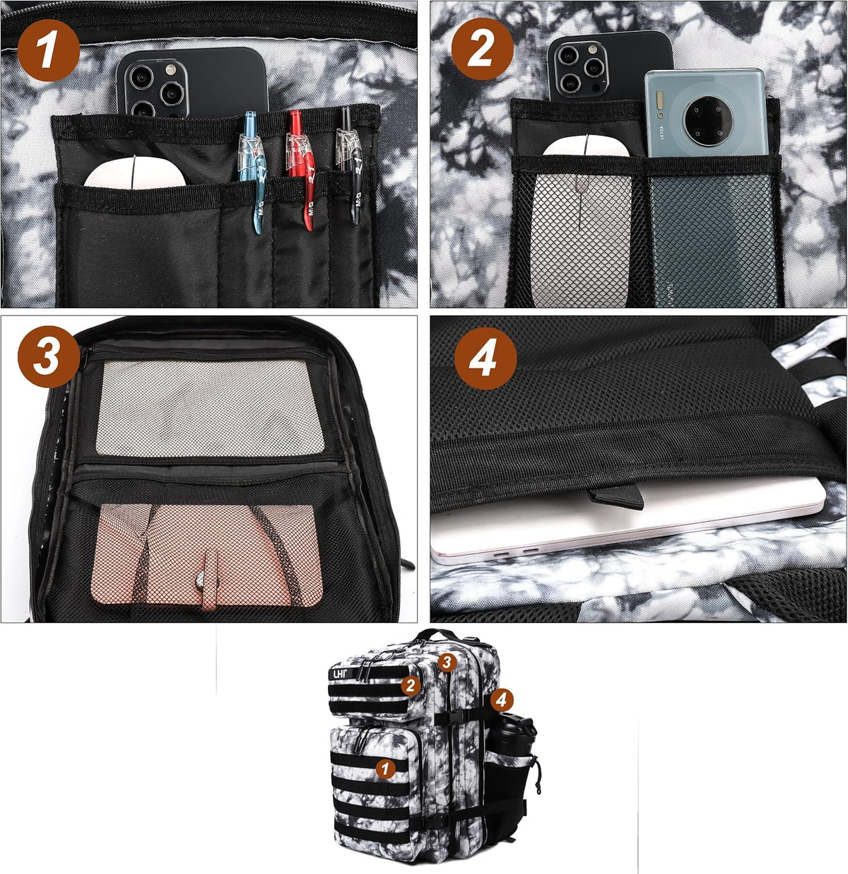 Military Tactical Backpack for Men and Women 45L Army 3 Days Assault Pack Bag Large Rucksack with Molle System Black