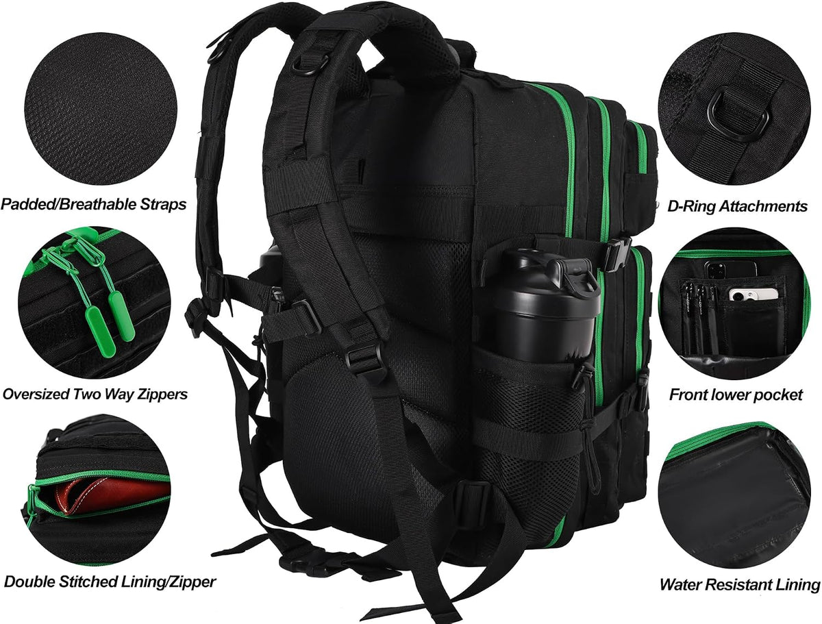 Military Tactical Backpack for Men and Women 45L Army 3 Days Assault Pack Bag Large Rucksack with Molle System Black