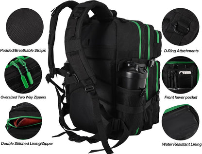 Military Tactical Backpack for Men and Women 45L Army 3 Days Assault Pack Bag Large Rucksack with Molle System Black