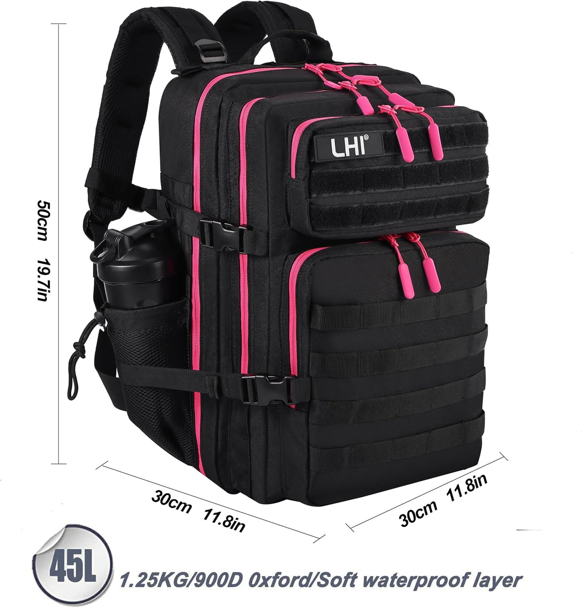 Military Tactical Backpack for Men and Women 45L Army 3 Days Assault Pack Bag Large Rucksack with Molle System Black