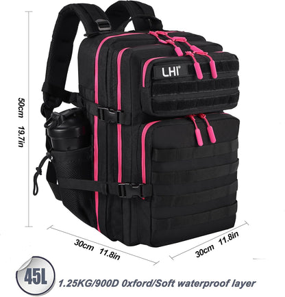 Military Tactical Backpack for Men and Women 45L Army 3 Days Assault Pack Bag Large Rucksack with Molle System Black