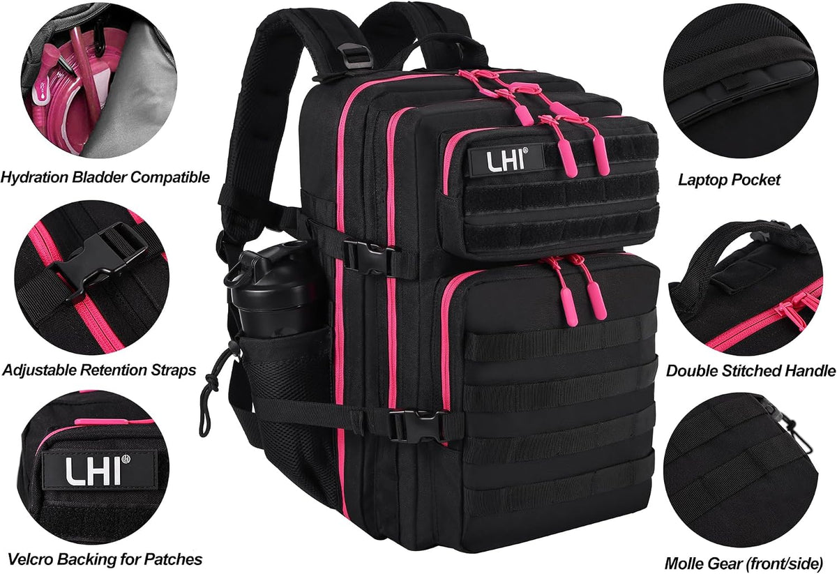 Military Tactical Backpack for Men and Women 45L Army 3 Days Assault Pack Bag Large Rucksack with Molle System Black