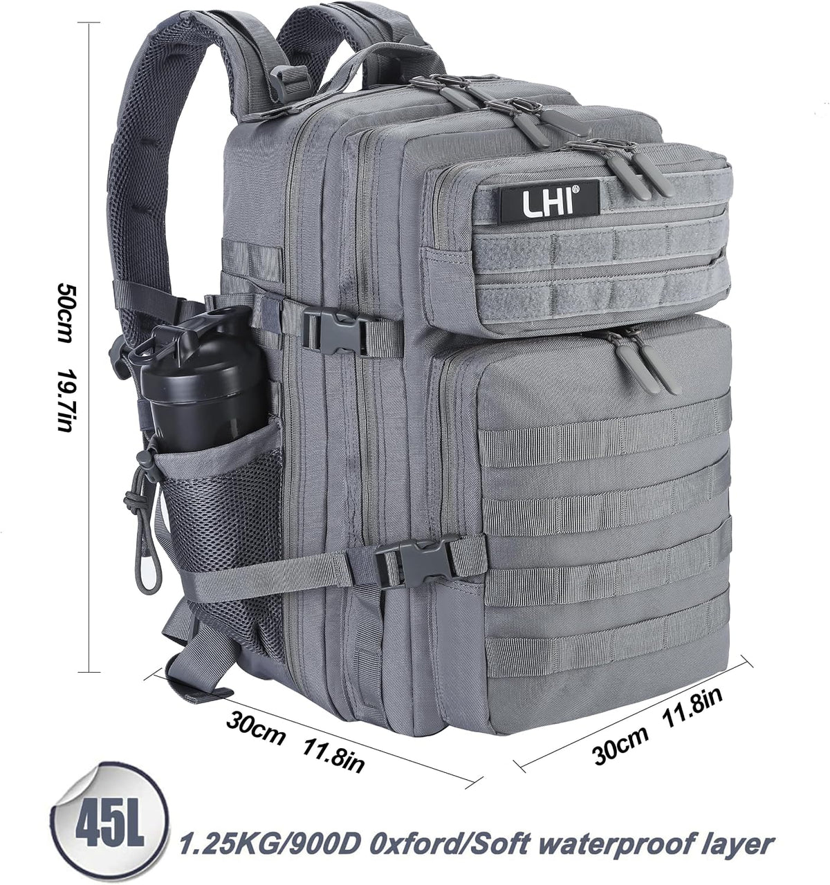 Military Tactical Backpack for Men and Women 45L Army 3 Days Assault Pack Bag Large Rucksack with Molle System Black