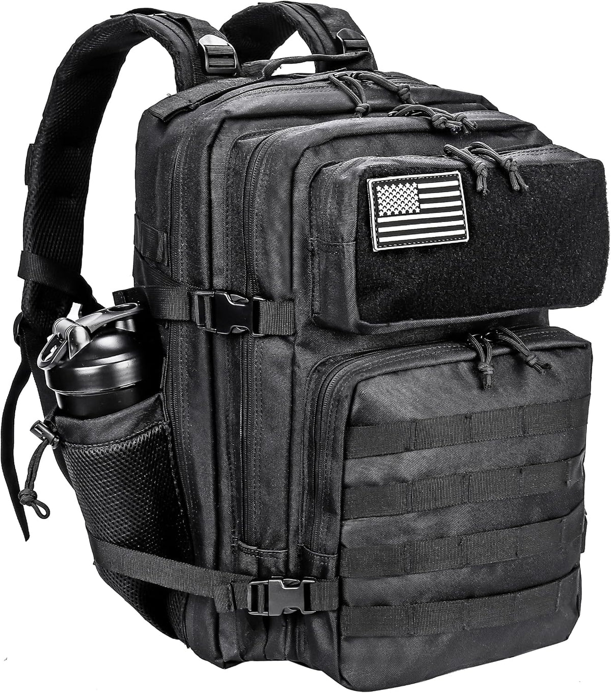 Military Tactical Backpack for Men and Women 45L Army 3 Days Assault Pack Bag Large Rucksack with Molle System Black