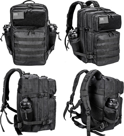 Military Tactical Backpack for Men and Women 45L Army 3 Days Assault Pack Bag Large Rucksack with Molle System Black