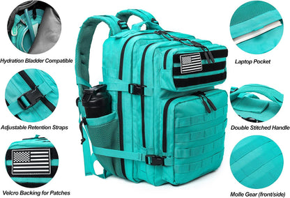 Military Tactical Backpack for Men and Women 45L Army 3 Days Assault Pack Bag Large Rucksack with Molle System Black