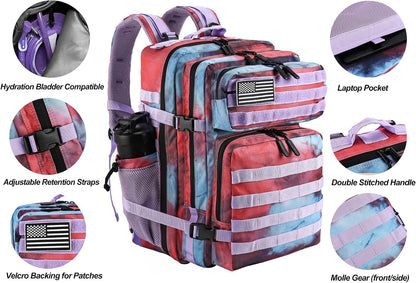 Military Tactical Backpack for Men and Women 45L Army 3 Days Assault Pack Bag Large Rucksack with Molle System Black