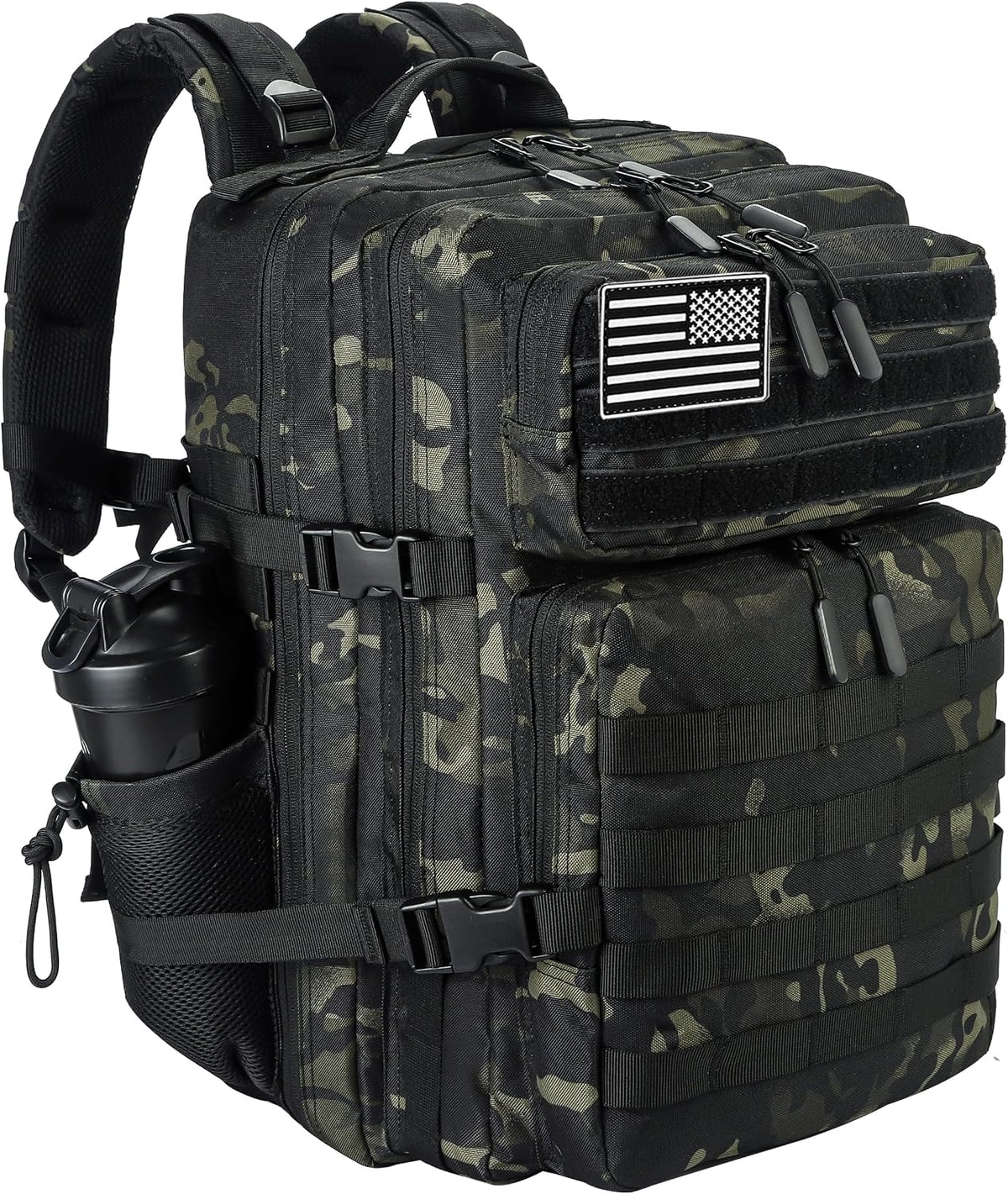 Military Tactical Backpack for Men and Women 45L Army 3 Days Assault Pack Bag Large Rucksack with Molle System Black